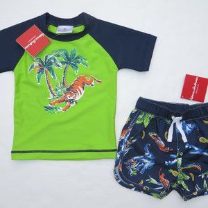 Hanna Andersson 80 Swim Boys Rashguard Trunks NEW